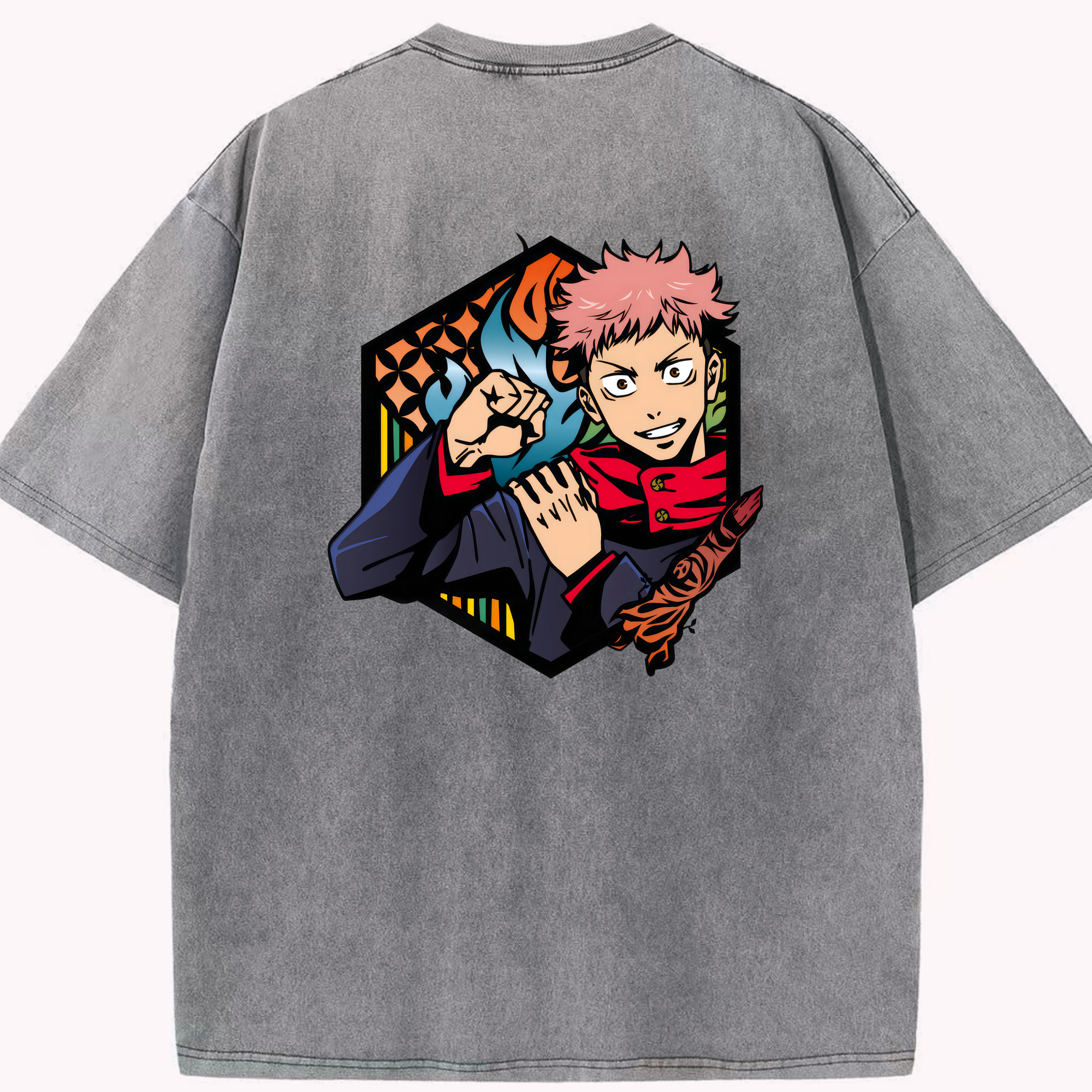 （画像用） 呪術廻戦 Jujutsu Kaisen 綿100% ヴィンテージ風 半袖Tシャツ（背面プリント）