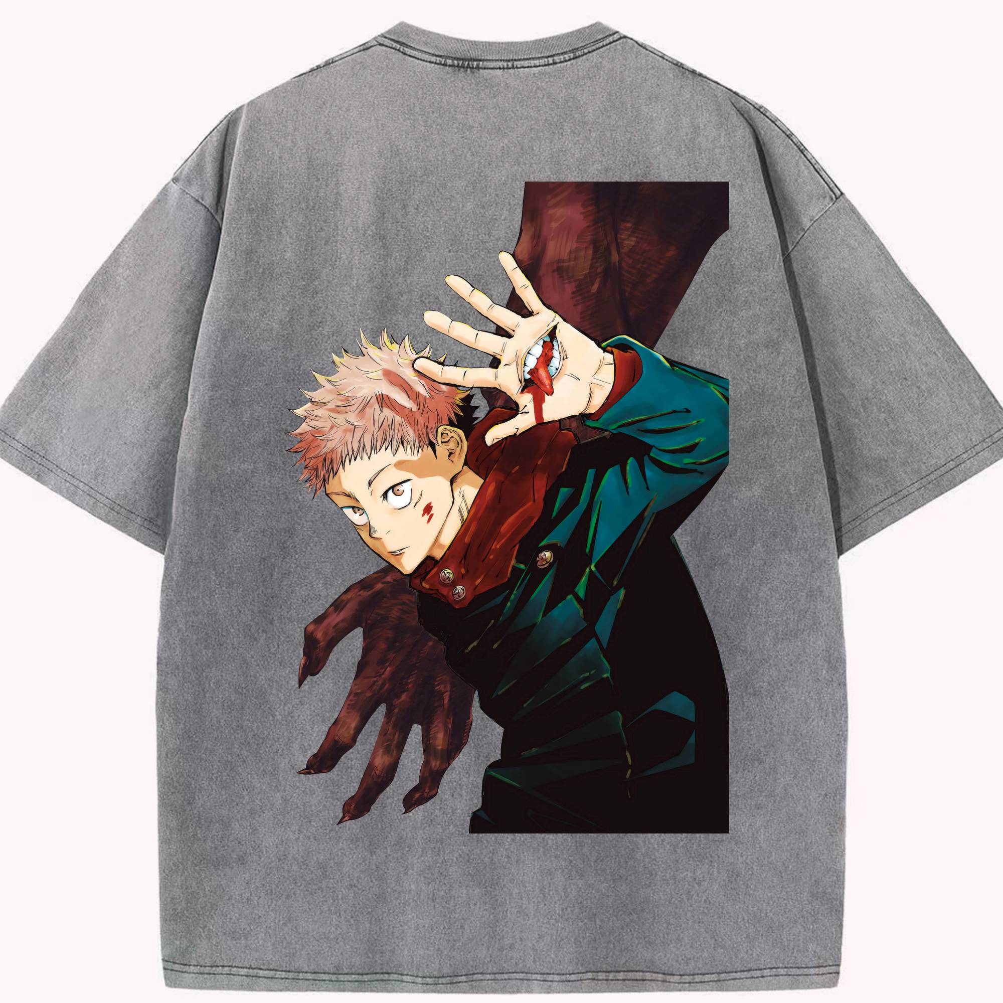 （画像用） 呪術廻戦 Jujutsu Kaisen 綿100% ヴィンテージ風 半袖Tシャツ（背面プリント）