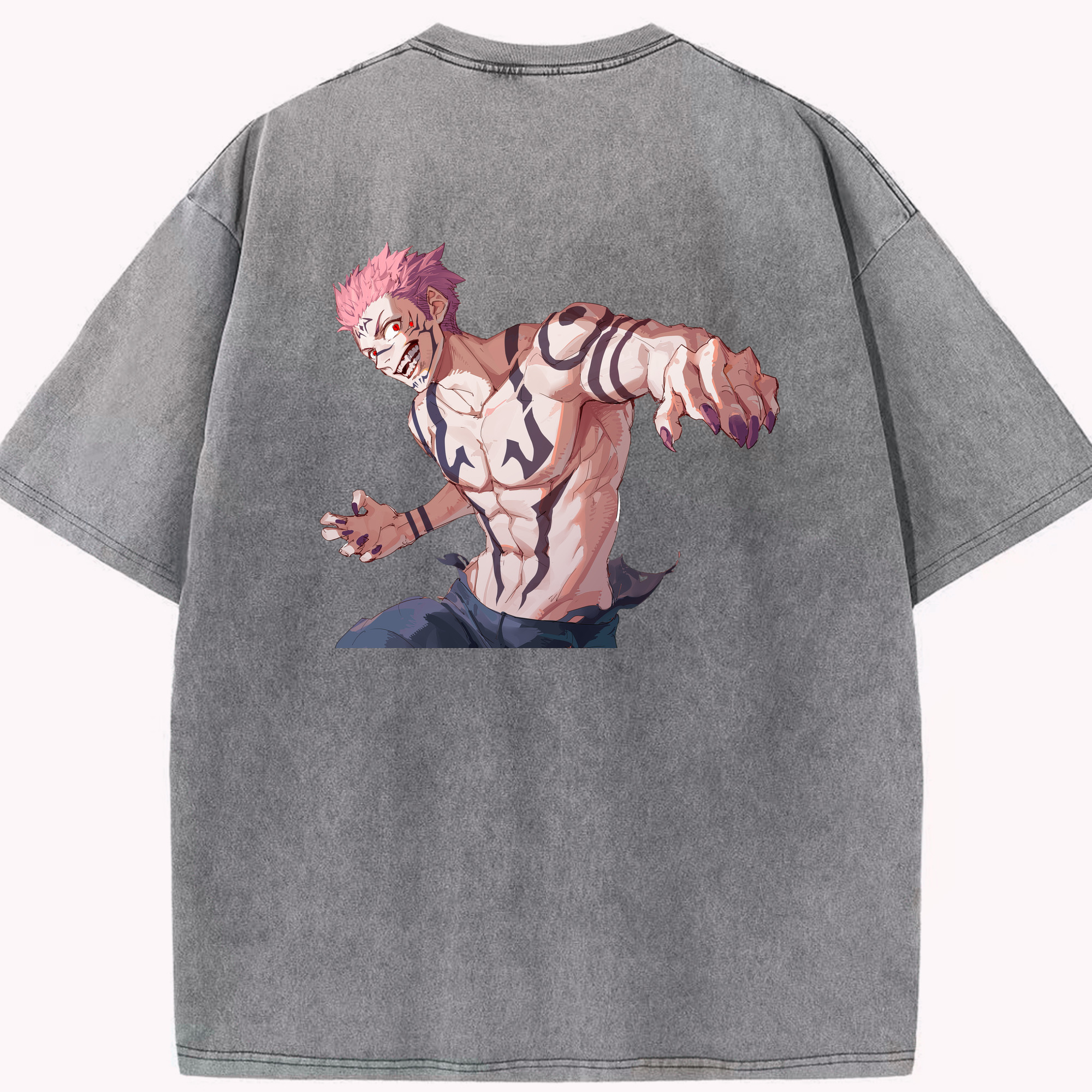 （画像用） 呪術廻戦 Jujutsu Kaisen 綿100% ヴィンテージ風 半袖Tシャツ（背面プリント）