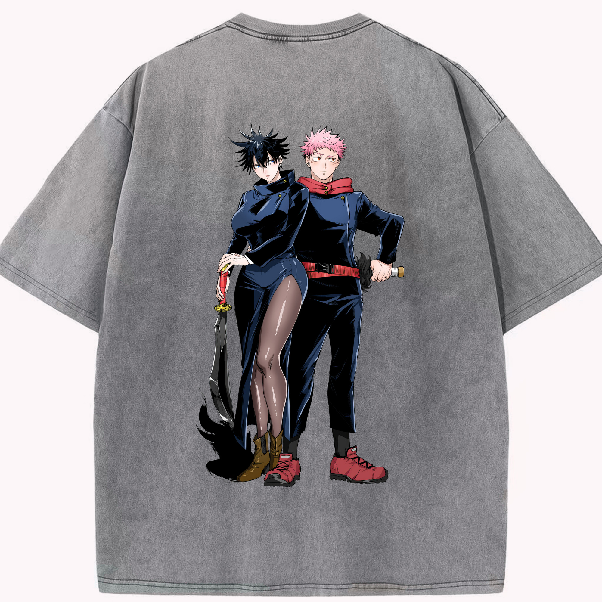 （画像用） 呪術廻戦 Jujutsu Kaisen 綿100% ヴィンテージ風 半袖Tシャツ（背面プリント）