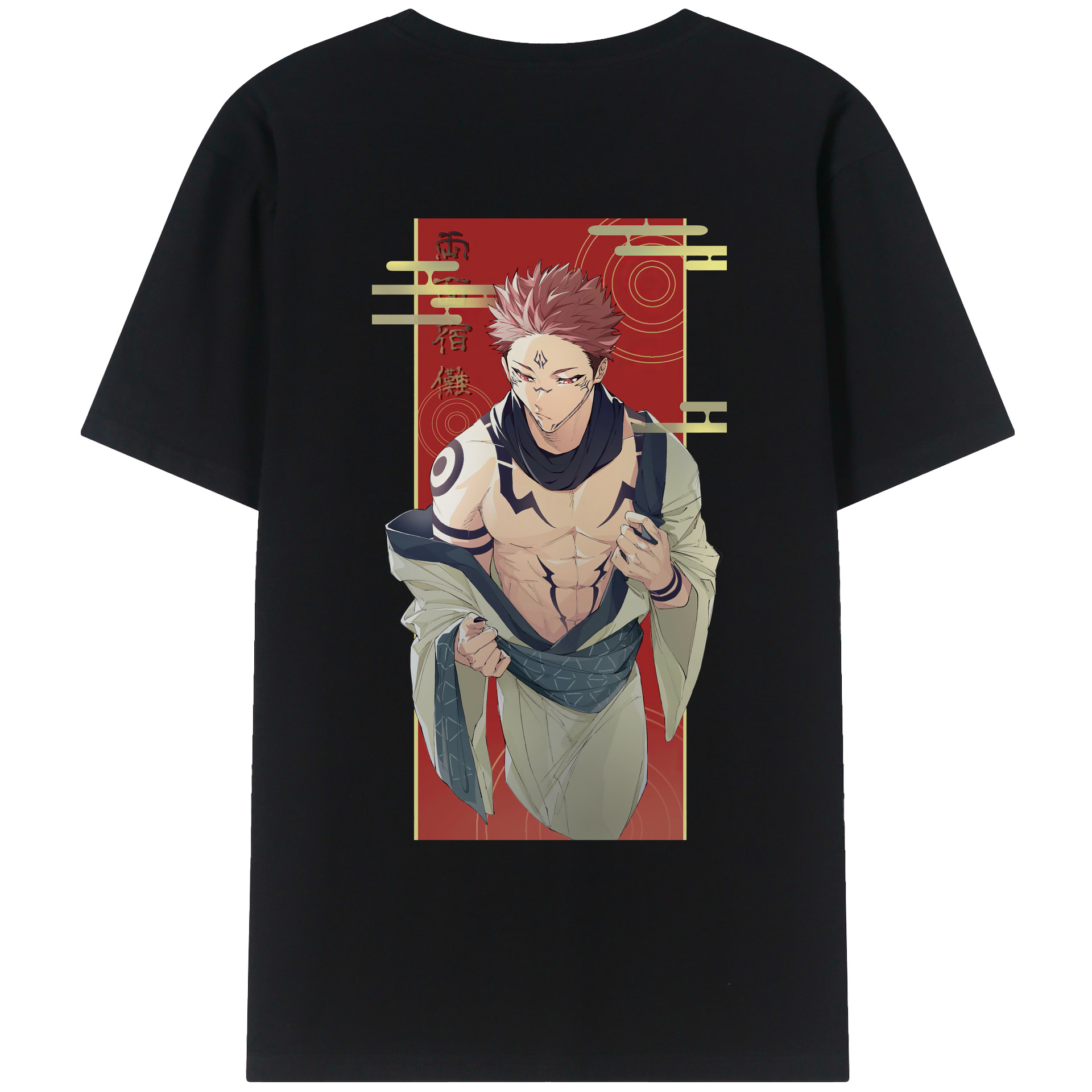 （画像用） 呪術廻戦 Jujutsu Kaisen 綿100％ メンズ半袖Tシャツ（バックプリント） 通気性