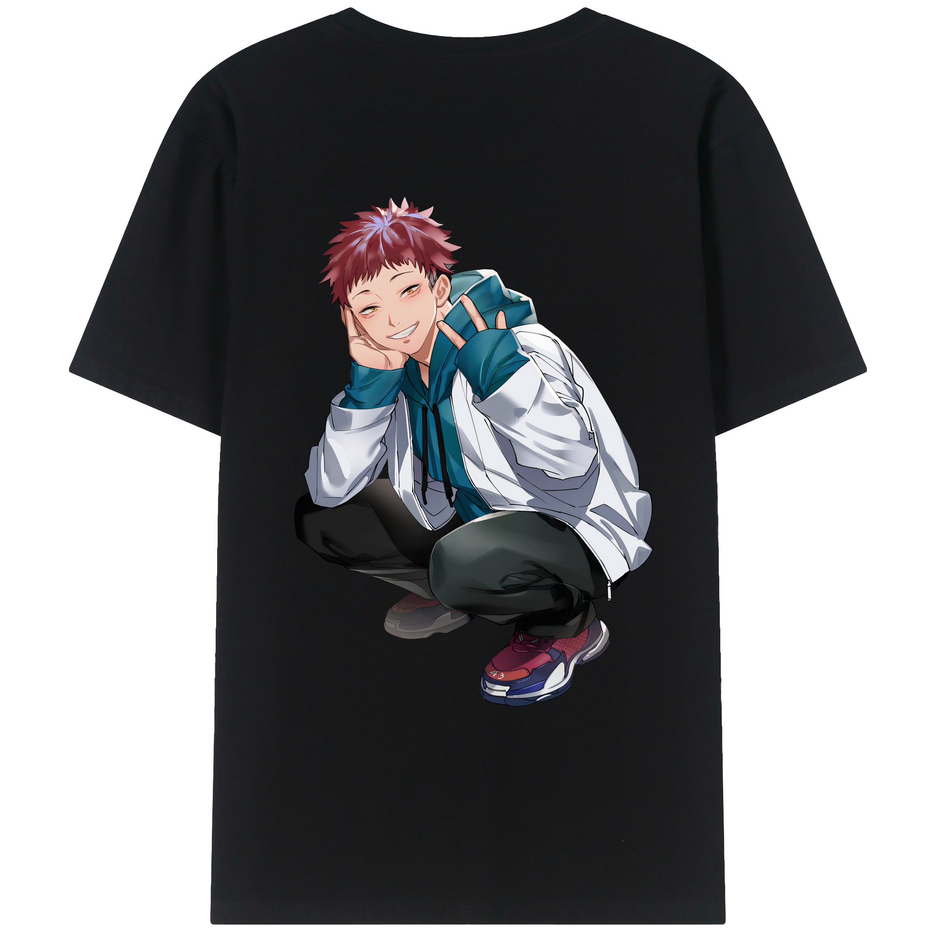 （画像用） 呪術廻戦 Jujutsu Kaisen 綿100％ メンズ半袖Tシャツ（バックプリント） 通気性