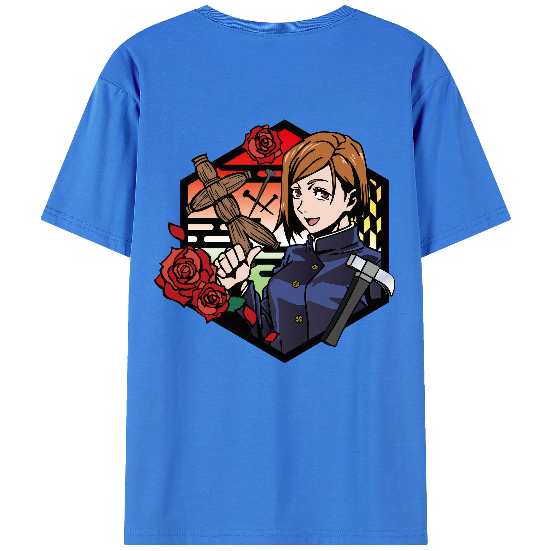 （画像用） 呪術廻戦 Jujutsu Kaisen 綿100％ メンズ半袖Tシャツ（バックプリント） 通気性
