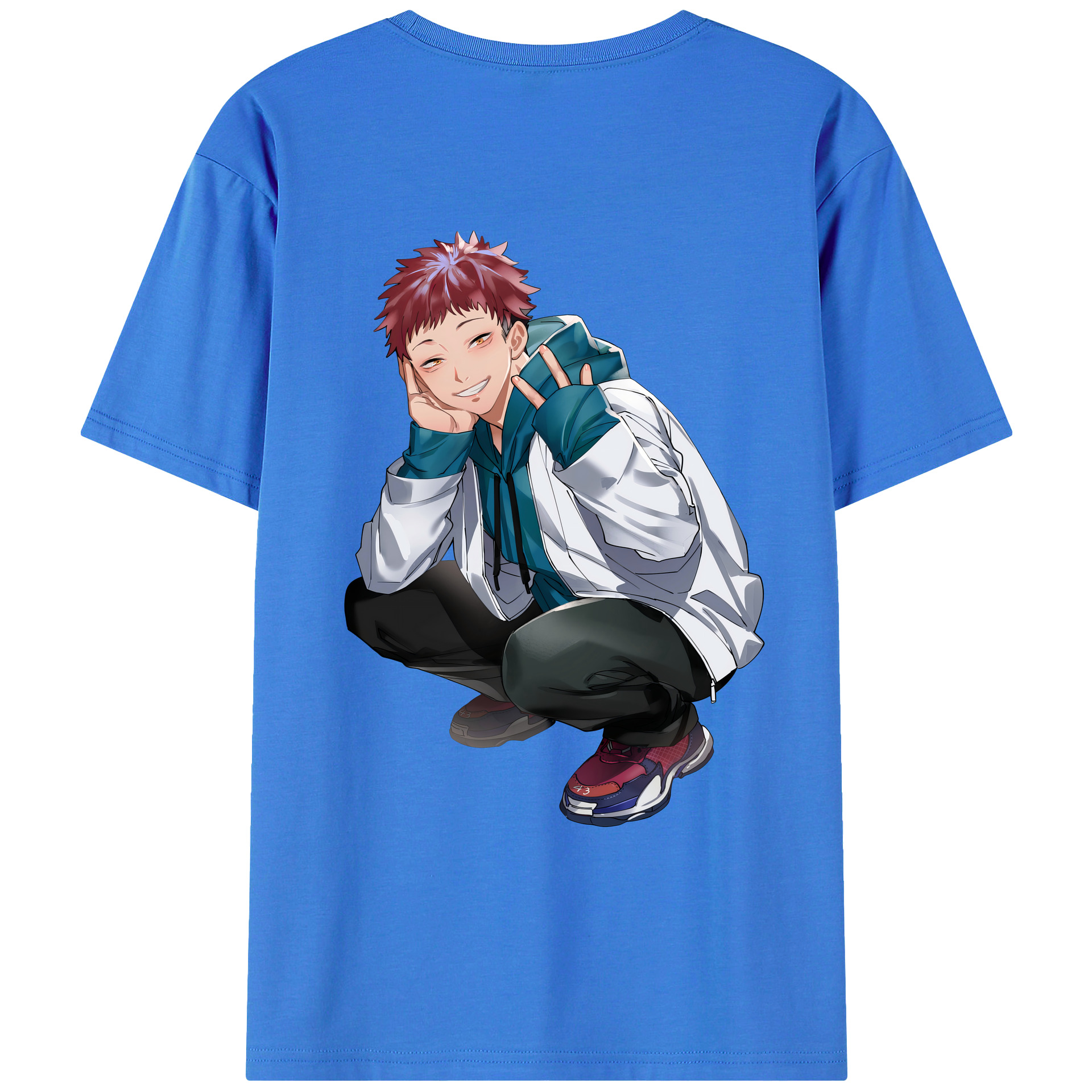 （画像用） 呪術廻戦 Jujutsu Kaisen 綿100％ メンズ半袖Tシャツ（バックプリント） 通気性