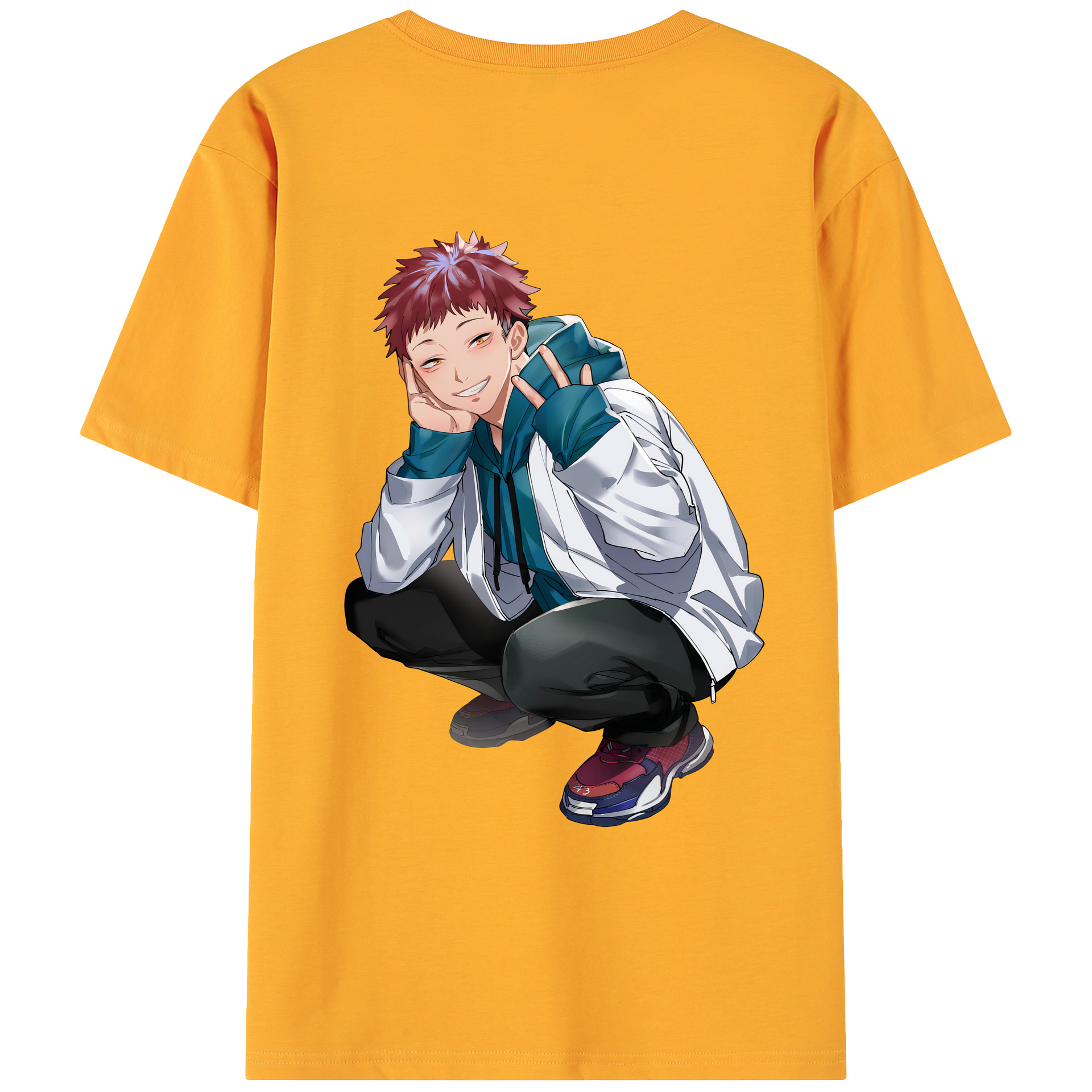 （画像用） 呪術廻戦 Jujutsu Kaisen 綿100％ メンズ半袖Tシャツ（バックプリント） 通気性