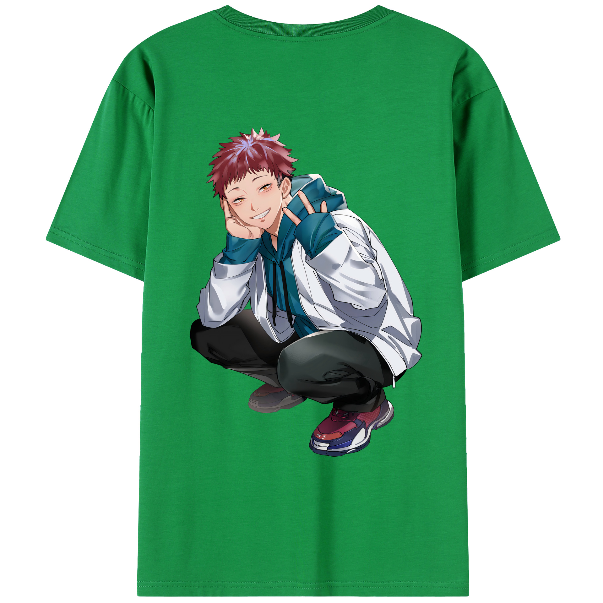 （画像用） 呪術廻戦 Jujutsu Kaisen 綿100％ メンズ半袖Tシャツ（バックプリント） 通気性