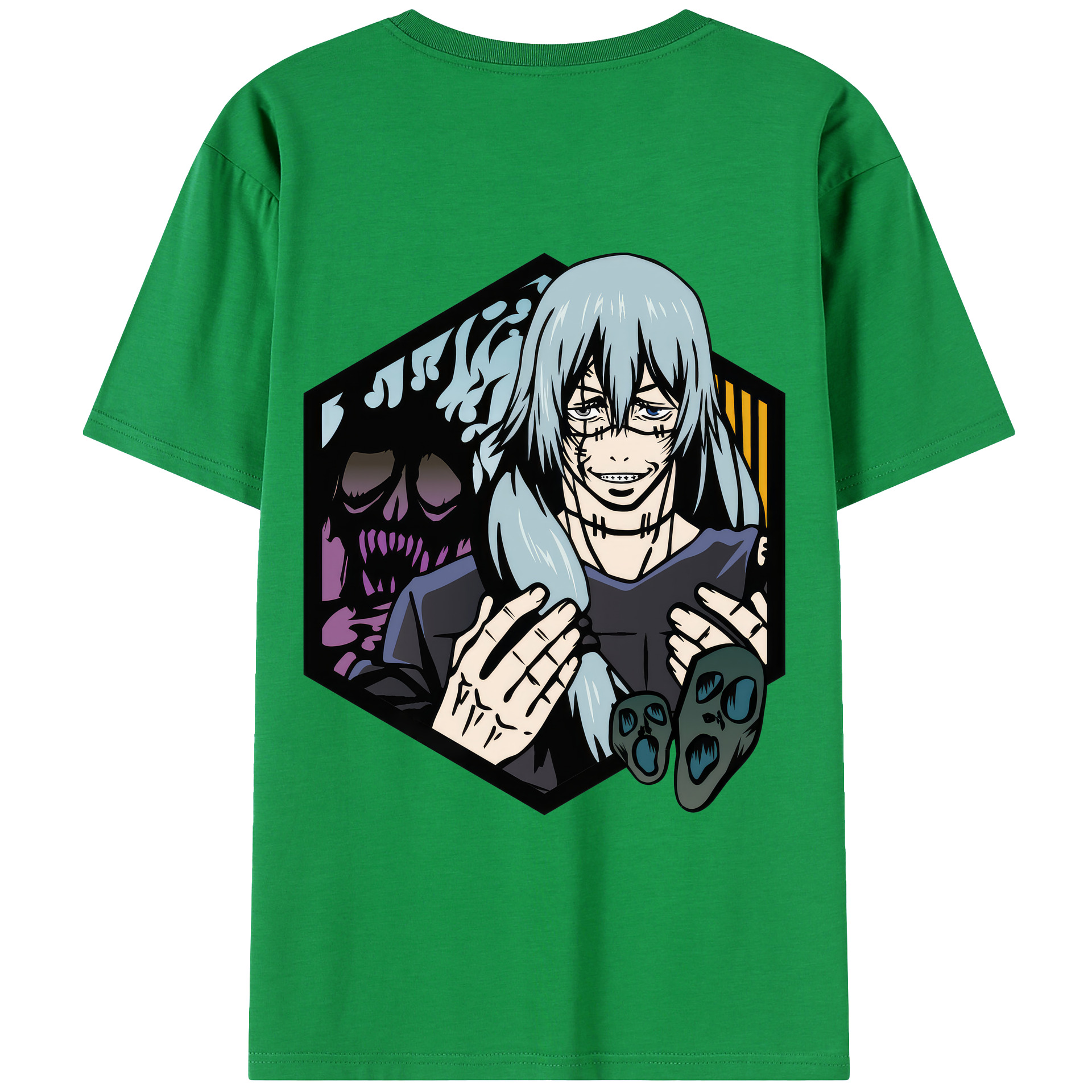 （画像用） 呪術廻戦 Jujutsu Kaisen 綿100％ メンズ半袖Tシャツ（バックプリント） 通気性