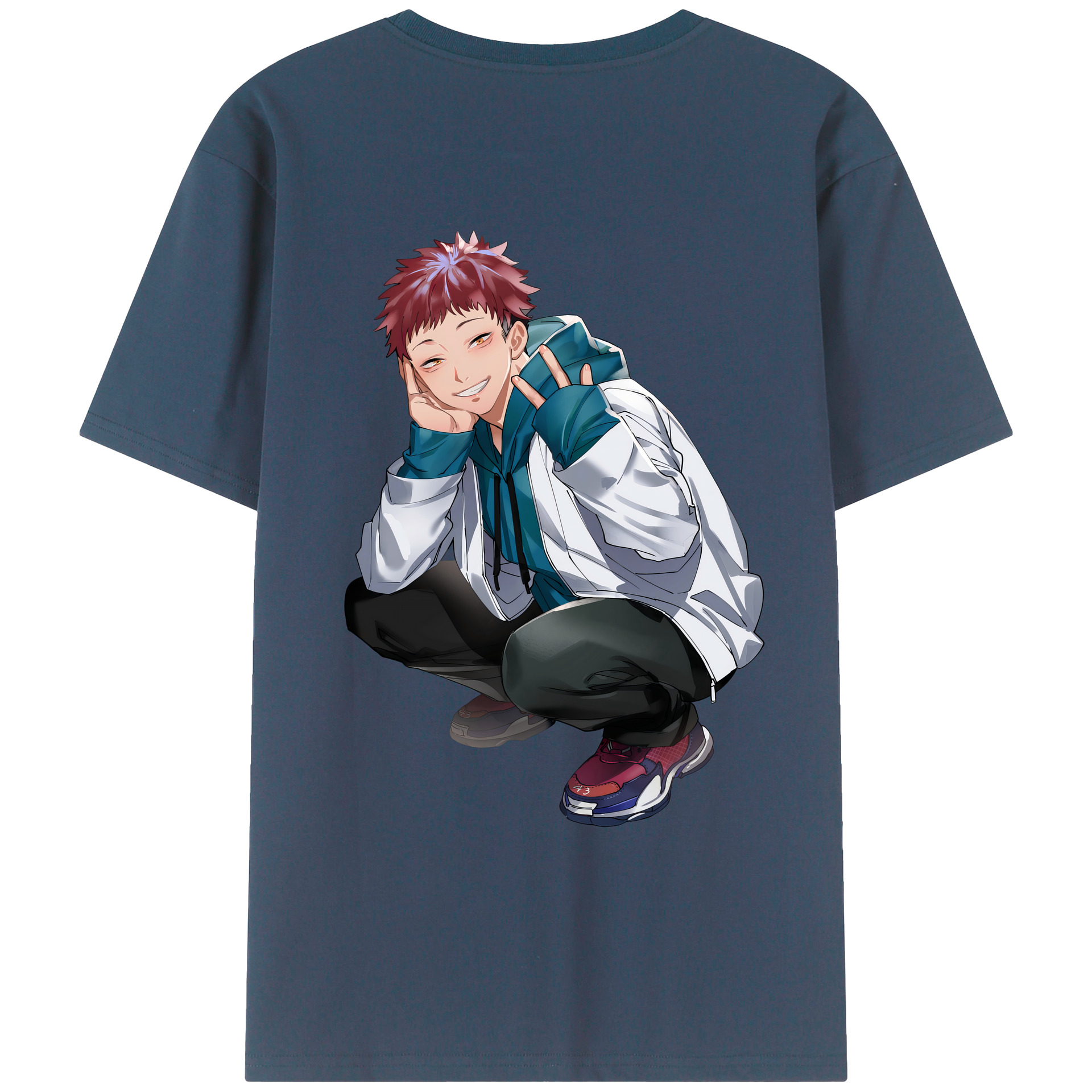 （画像用） 呪術廻戦 Jujutsu Kaisen 綿100％ メンズ半袖Tシャツ（バックプリント） 通気性
