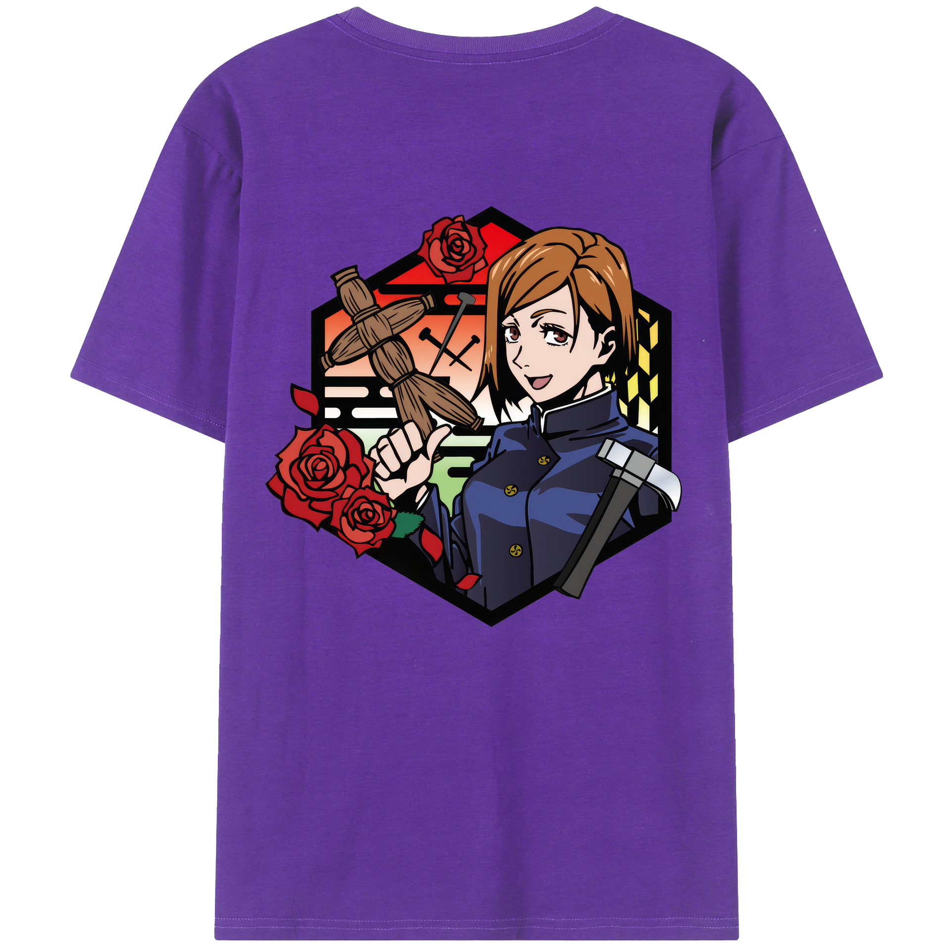 （画像用） 呪術廻戦 Jujutsu Kaisen 綿100％ メンズ半袖Tシャツ（バックプリント） 通気性