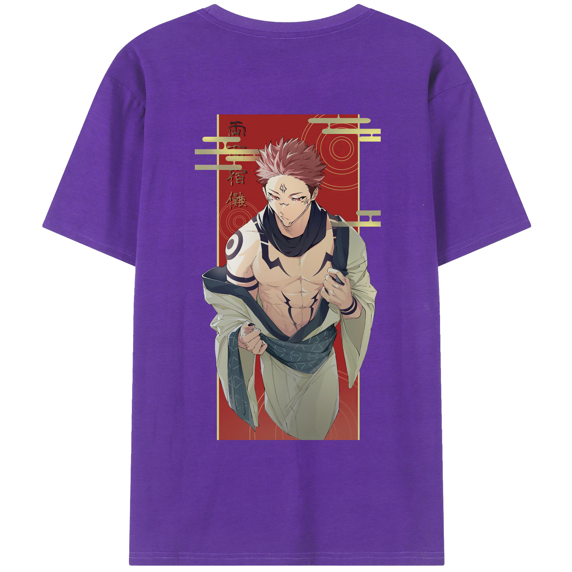 （画像用） 呪術廻戦 Jujutsu Kaisen 綿100％ メンズ半袖Tシャツ（バックプリント） 通気性