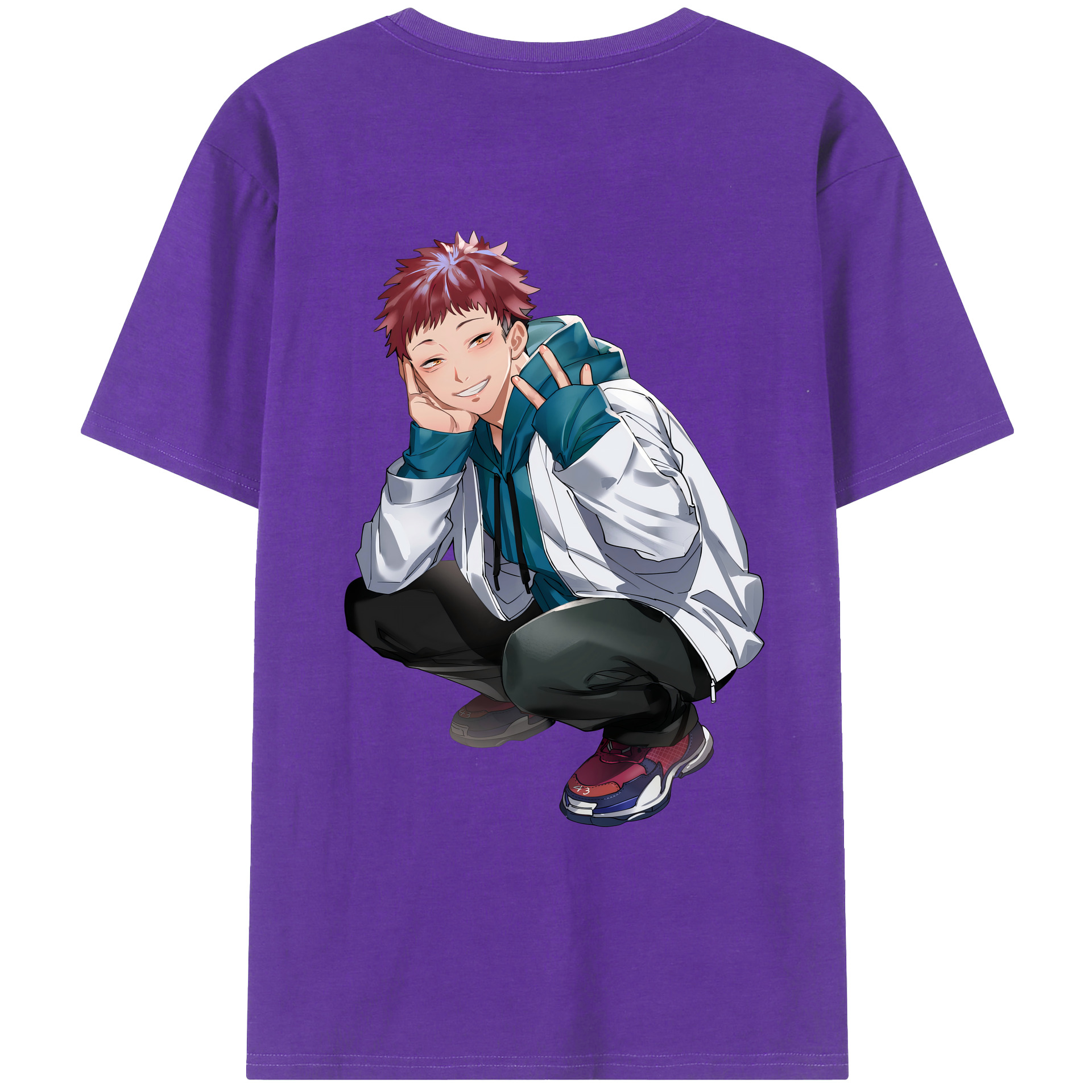 （画像用） 呪術廻戦 Jujutsu Kaisen 綿100％ メンズ半袖Tシャツ（バックプリント） 通気性