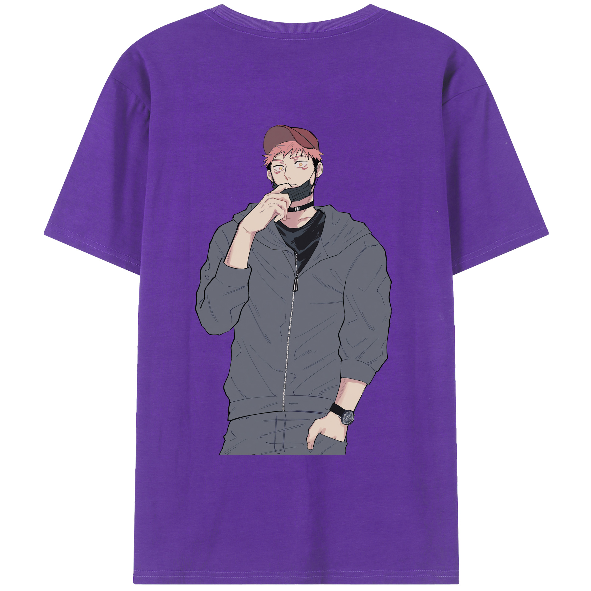 （画像用） 呪術廻戦 Jujutsu Kaisen 綿100％ メンズ半袖Tシャツ（バックプリント） 通気性