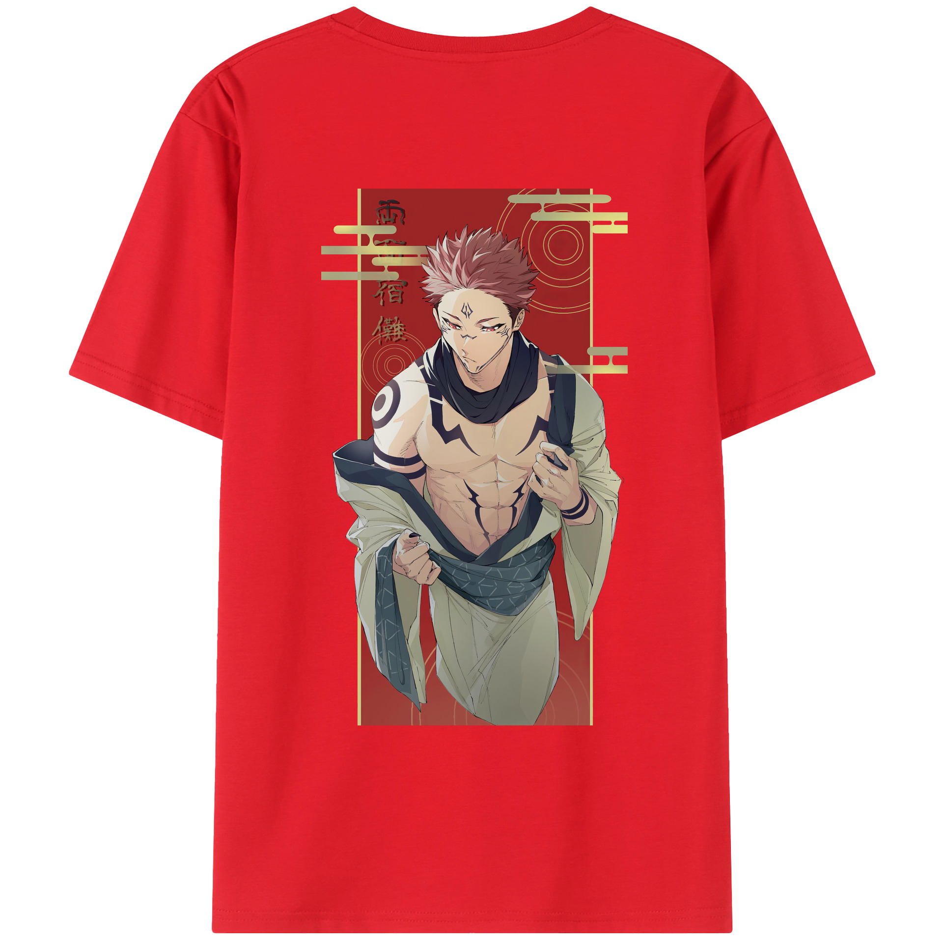 （画像用） 呪術廻戦 Jujutsu Kaisen 綿100％ メンズ半袖Tシャツ（バックプリント） 通気性
