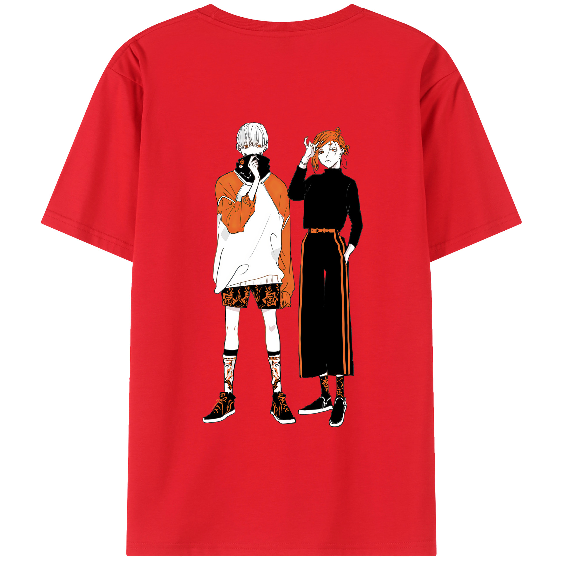 （画像用） 呪術廻戦 Jujutsu Kaisen 綿100％ メンズ半袖Tシャツ（バックプリント） 通気性