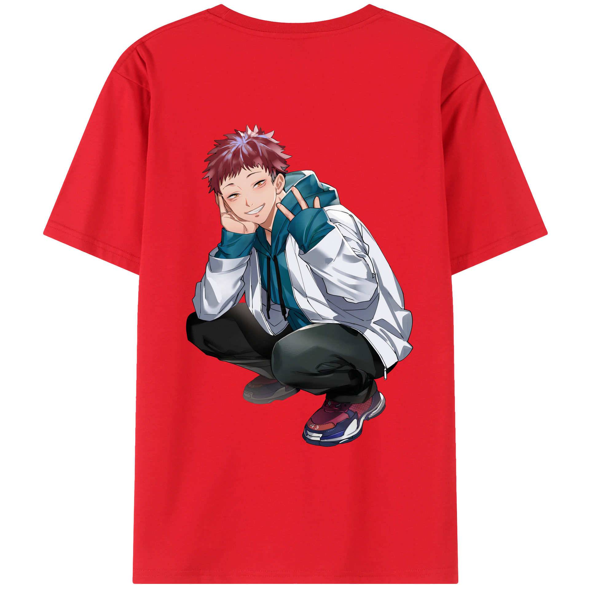 （画像用） 呪術廻戦 Jujutsu Kaisen 綿100％ メンズ半袖Tシャツ（バックプリント） 通気性