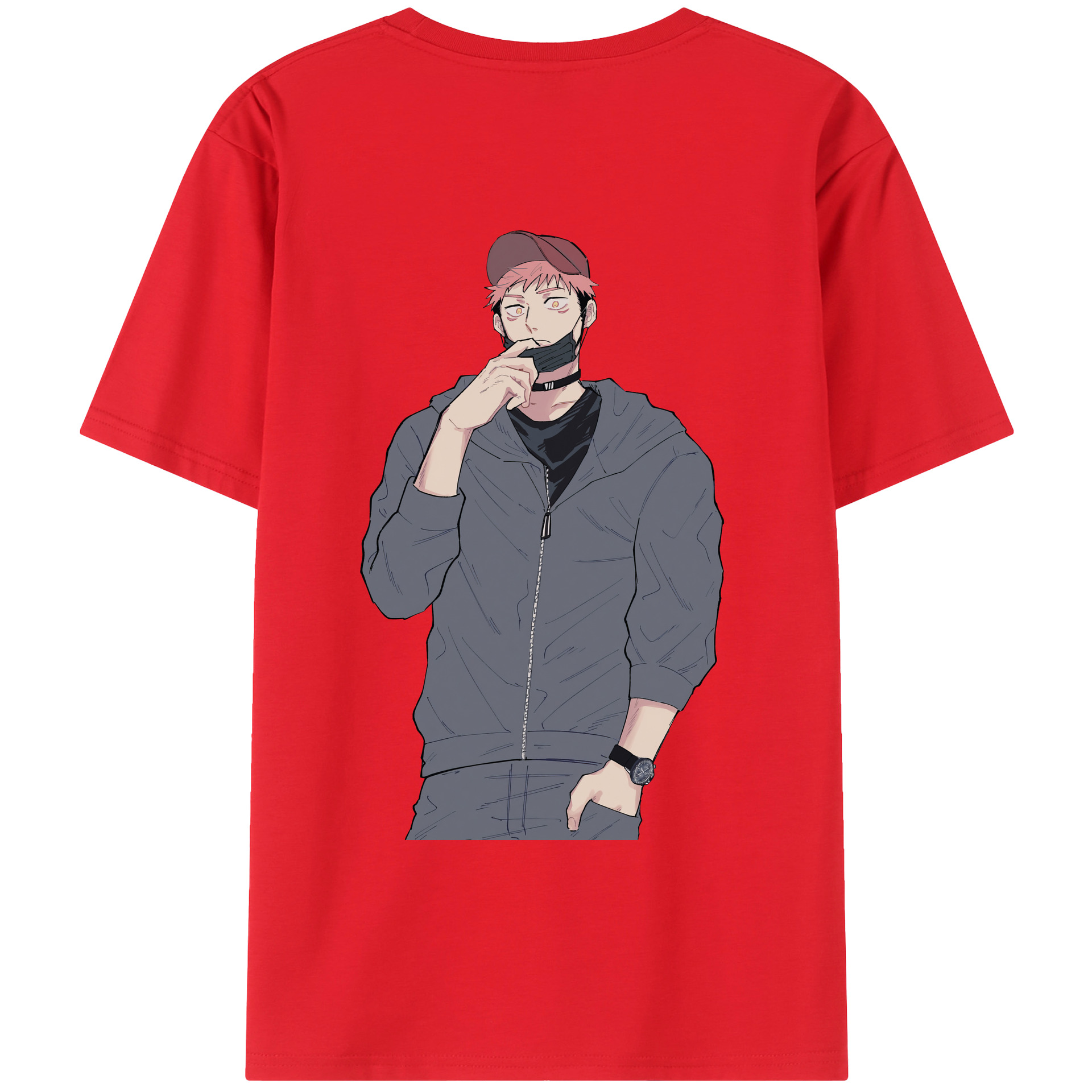 （画像用） 呪術廻戦 Jujutsu Kaisen 綿100％ メンズ半袖Tシャツ（バックプリント） 通気性