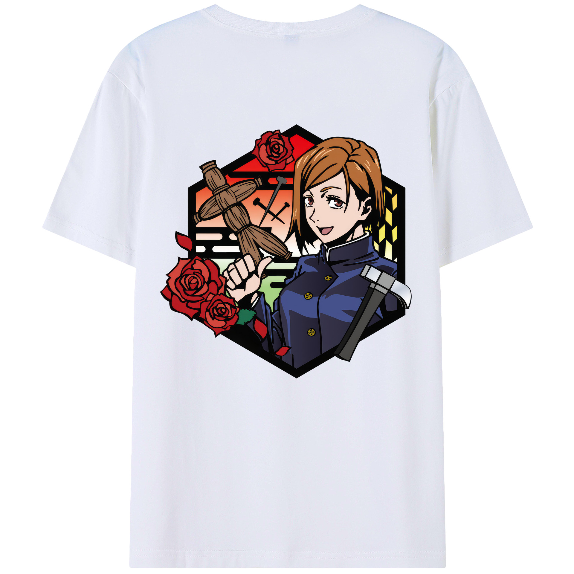 （画像用） 呪術廻戦 Jujutsu Kaisen 綿100％ メンズ半袖Tシャツ（バックプリント） 通気性