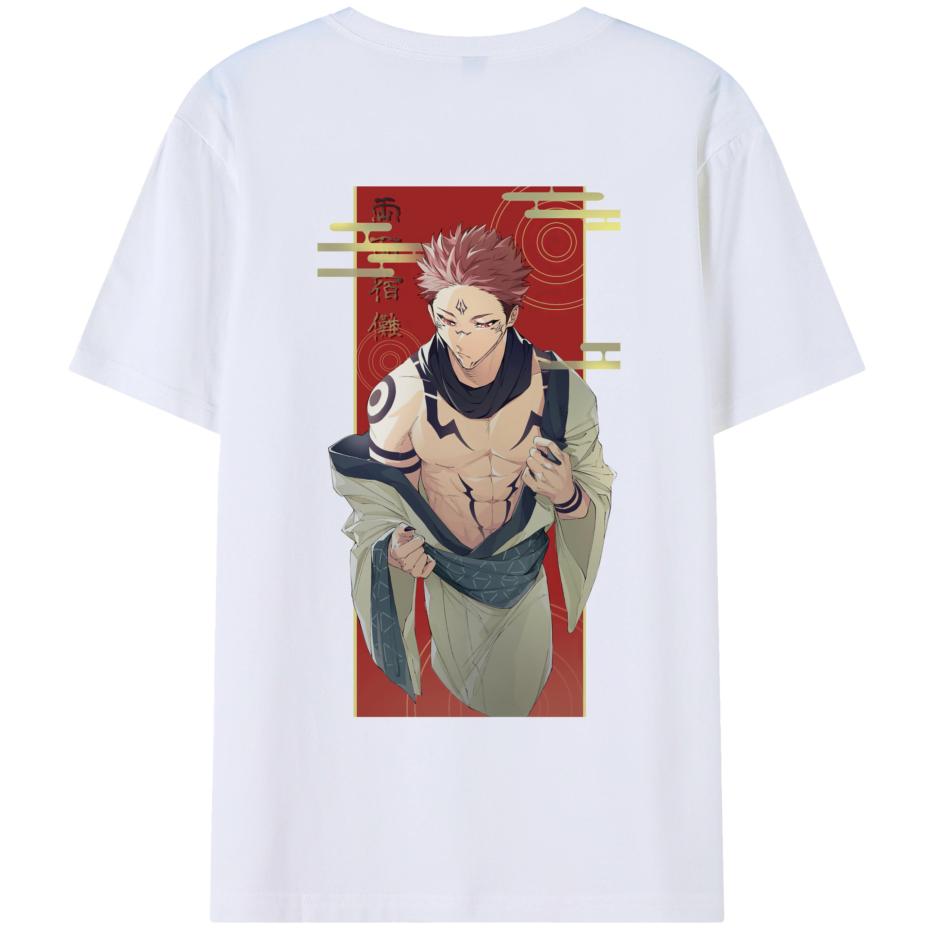 （画像用） 呪術廻戦 Jujutsu Kaisen 綿100％ メンズ半袖Tシャツ（バックプリント） 通気性