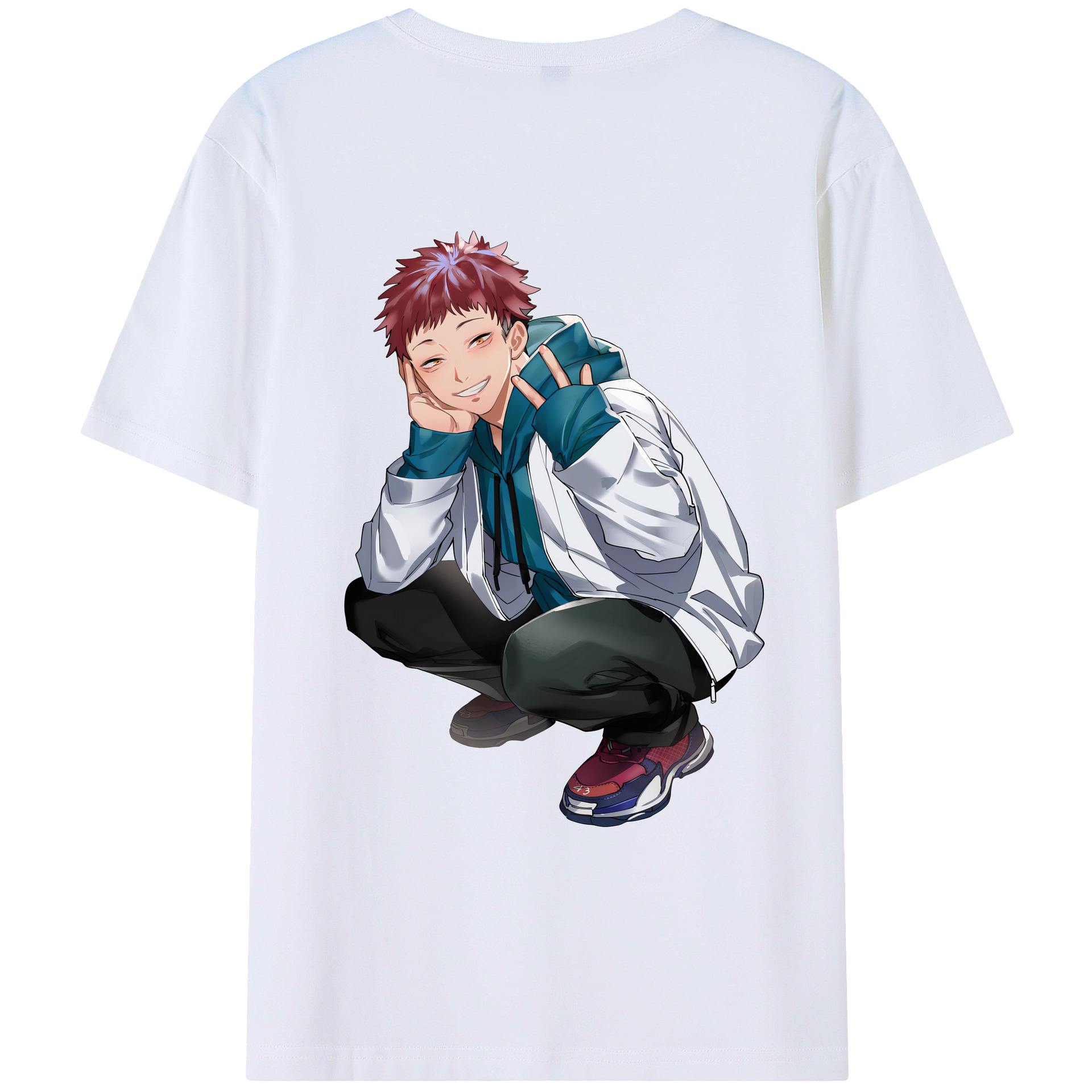 （画像用） 呪術廻戦 Jujutsu Kaisen 綿100％ メンズ半袖Tシャツ（バックプリント） 通気性