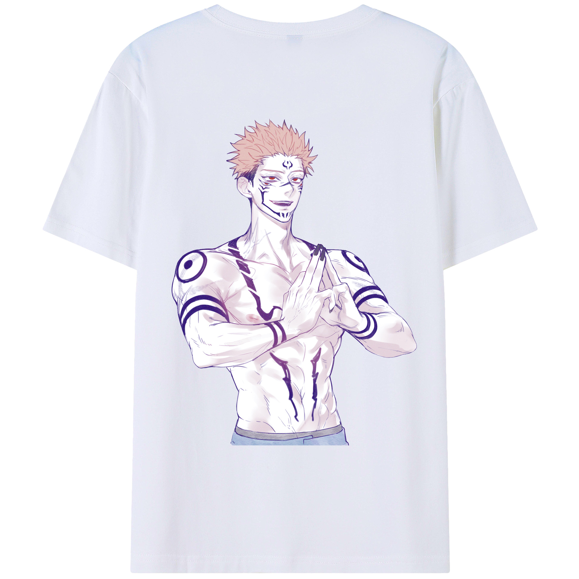 （画像用） 呪術廻戦 Jujutsu Kaisen 綿100％ メンズ半袖Tシャツ（バックプリント） 通気性