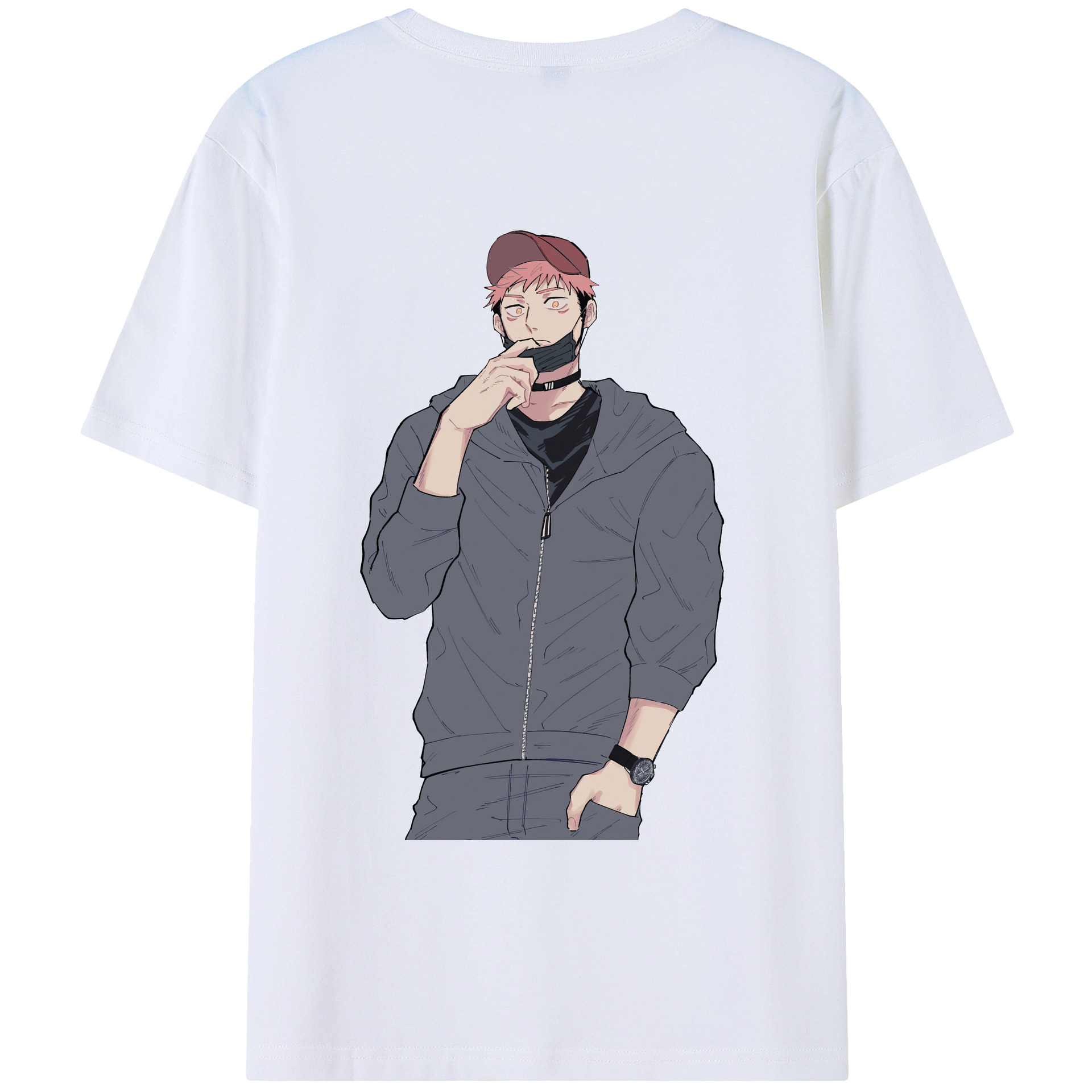 （画像用） 呪術廻戦 Jujutsu Kaisen 綿100％ メンズ半袖Tシャツ（バックプリント） 通気性